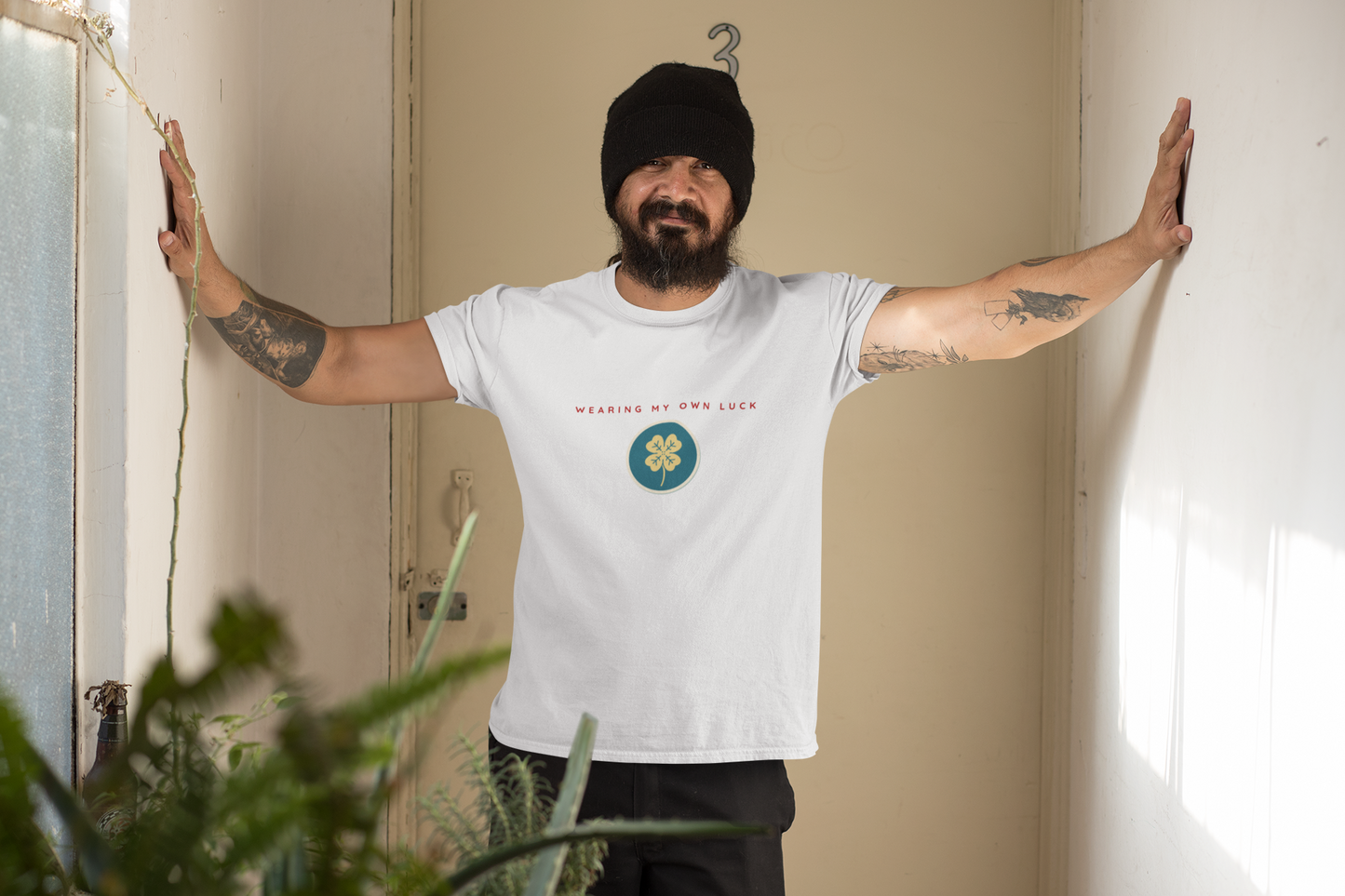 Wear Your Own Luck (4 Leaf Clover) - Unisex Classic Crew Neck Half Sleeve Cotton Lucky T-Shirt